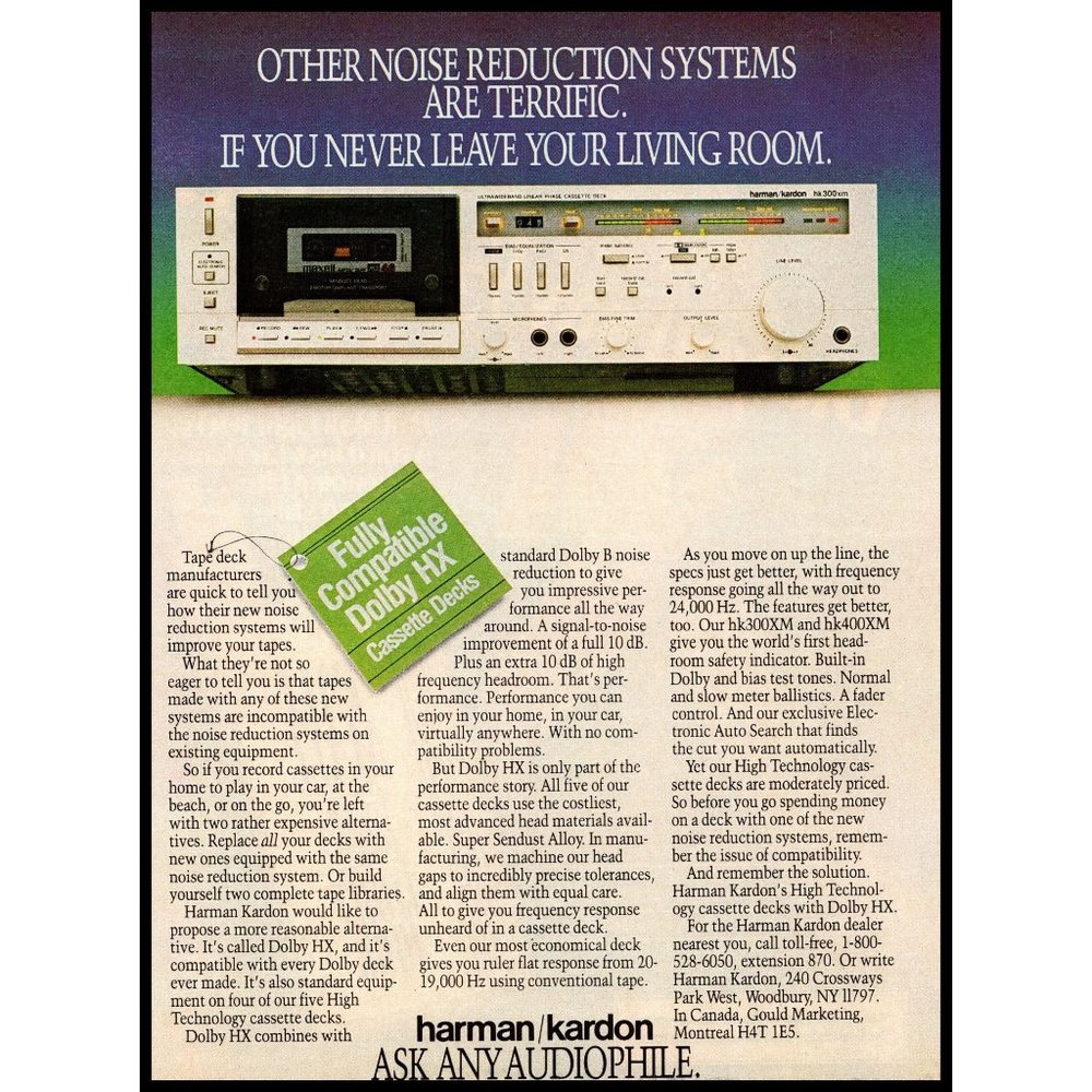 1981 Harman Kardon Cassette Tape Deck Stereo Vintage Print Ad Audiophile Photo